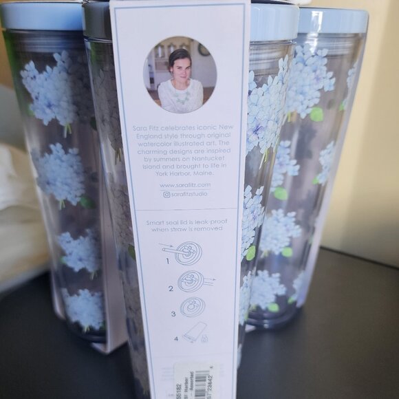 Sara Fitz Harbor Tumbler Hydrangea NWT 24oz - Picture 3 of 3